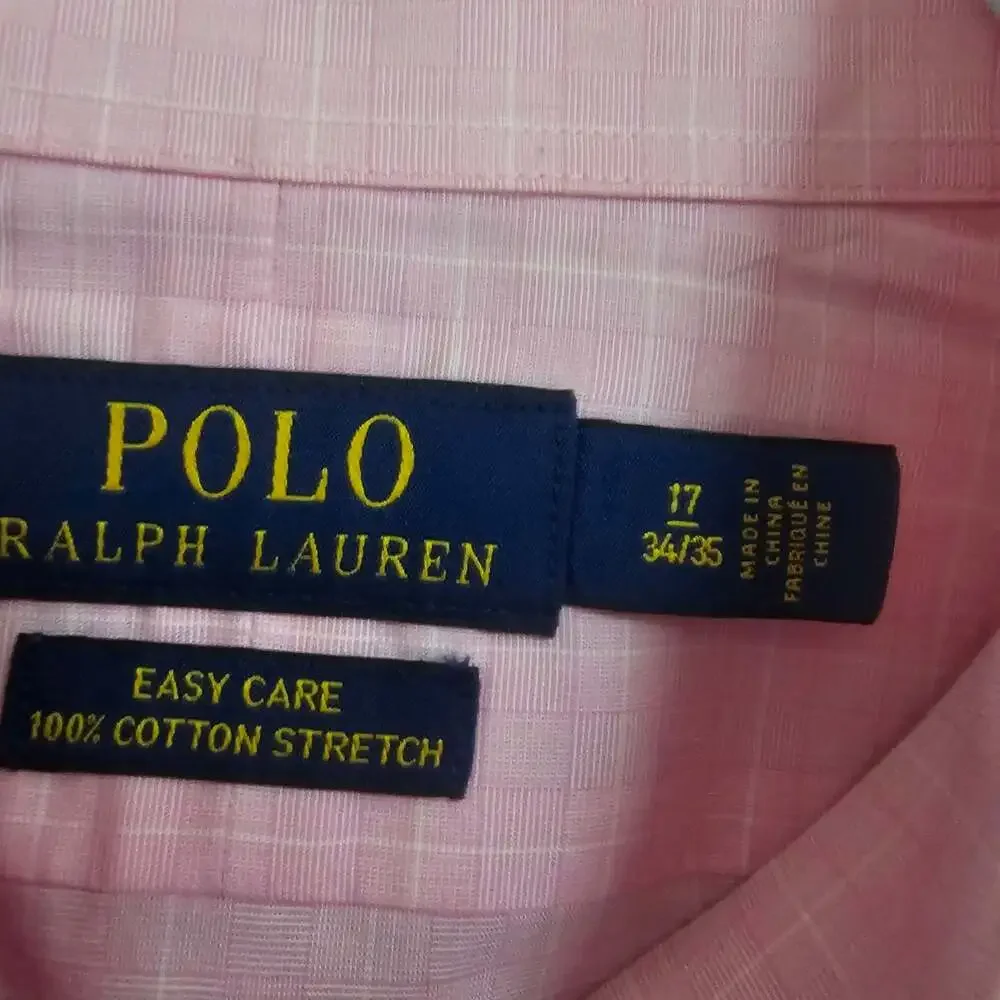 Polo Ralph Lauren Easy Care Cotton Stretch Pink Dress Shirt Men's 17 34/35
